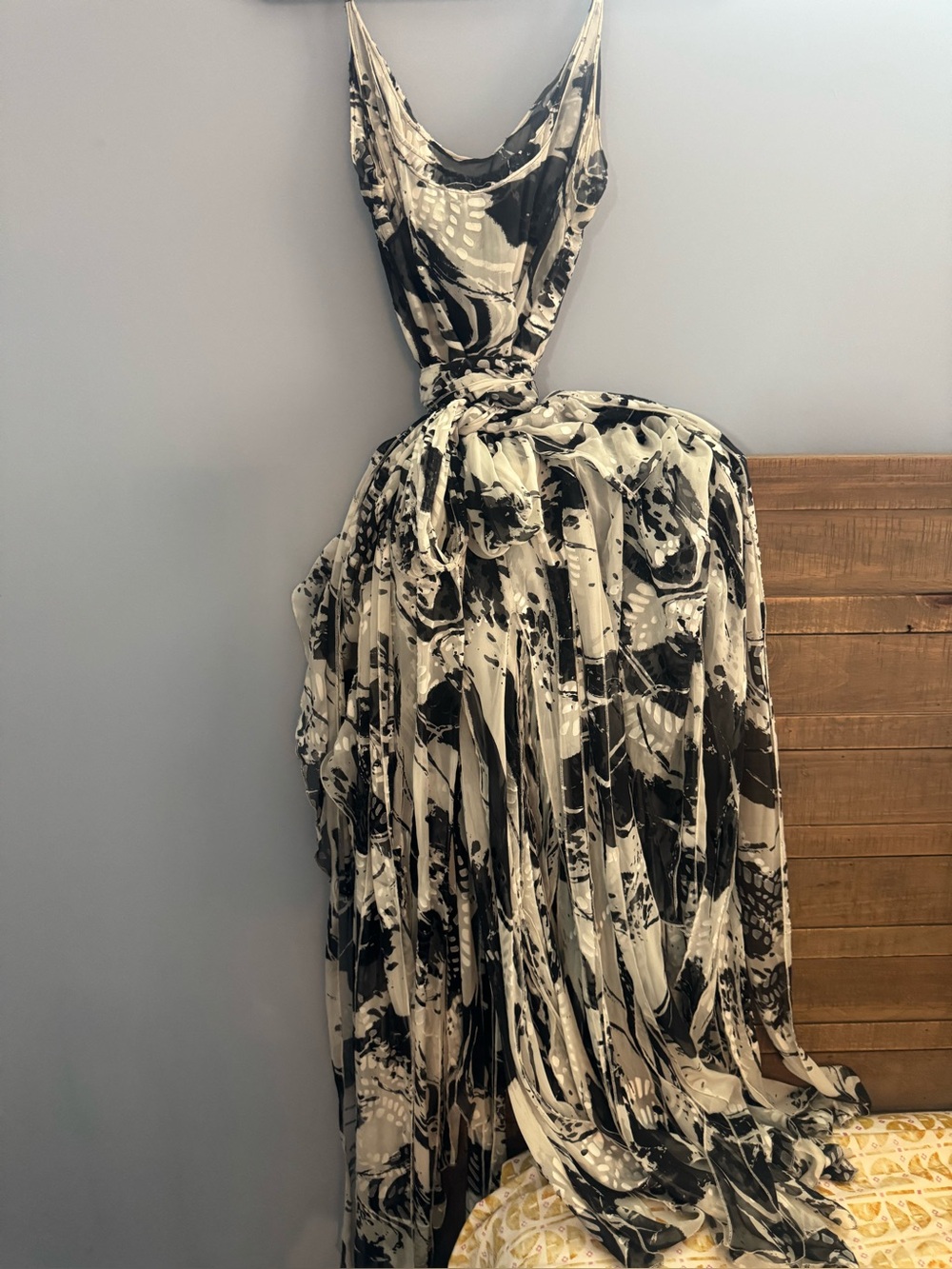 Flowing Black and white Printed Maxi Dress